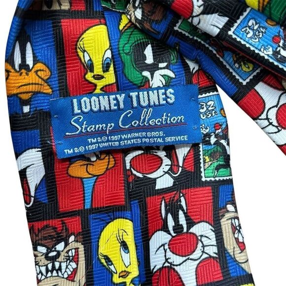 Looney Tunes Cartoon Stamp Collection Neck Tie Multi-Color 1990s - Picture 4 of 4